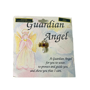 GUARDIAN ANGEL Pin Brooch Birthstone JULY RUBY GENUINE AUSTRIAN CRYSTAL